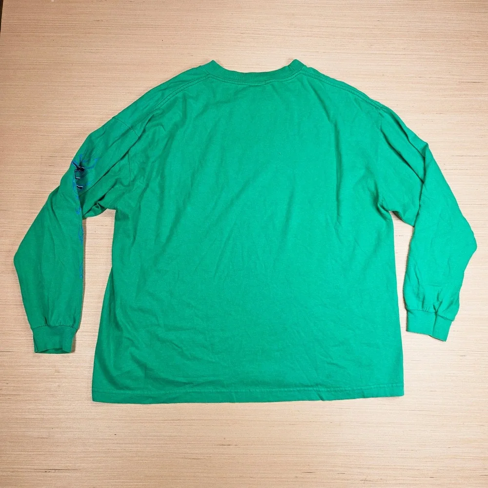 Extreme Limit Long Sleeve Shirt Mens XL Green Dragon Blue Flame Graphic Y2K